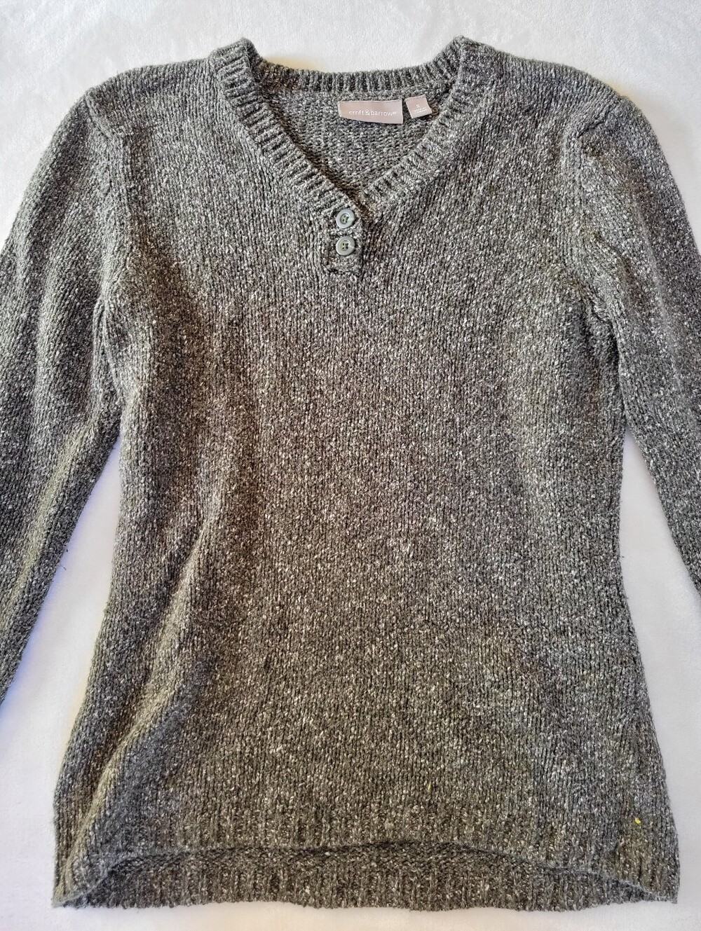 Croft&Barrow Grey Womens Cozy V-neck Sweater Size Small